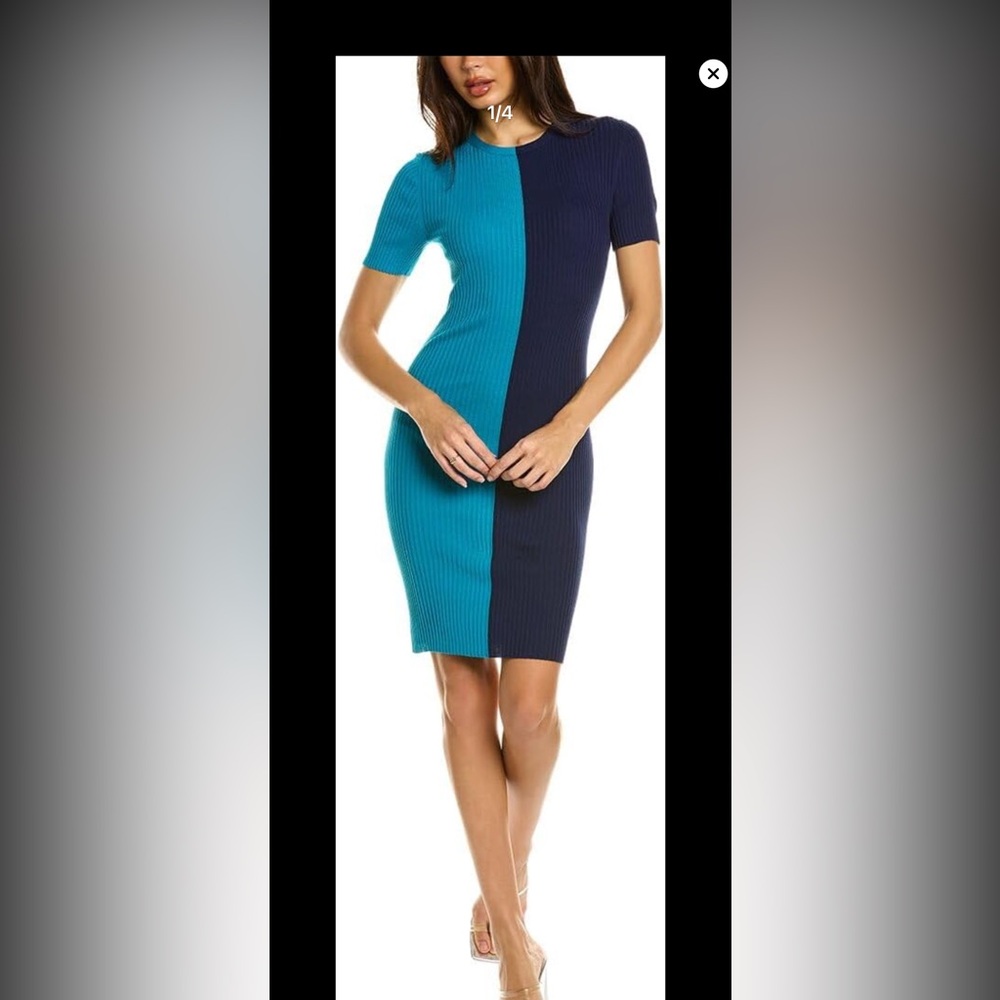 Trina Turk Teal and Navy Midi Dress